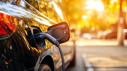 Electric Car Charging in the Golden Hour