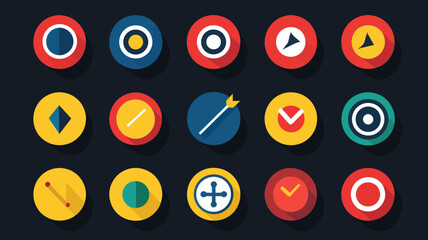 Flat UI Icon Collection Vector - Colorful Minimalist Icons for Web and App Design, Business, Technology and Data Visualization
