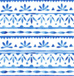 © Татьяна Гончарук - watercolor seamless pattern with blue horizontal damask ornaments. hand drawing