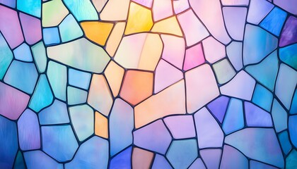 Wall Mural - A seamless and vibrant illustration of pastel colored stained glass