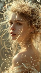 Wall Mural - Golden Dream: A Portrait of Beauty and Light