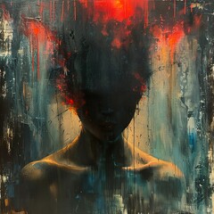 Wall Mural - Hidden Face - A Dramatic Portrait in Abstract Style