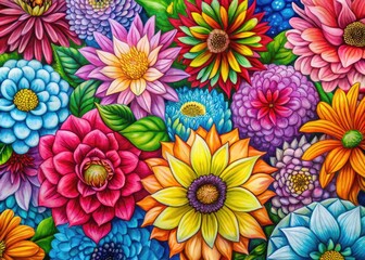 Wall Mural - Hand-Drawn Flora Patterns for Creative Projects, Illustrations, Textiles, and Backgrounds Design