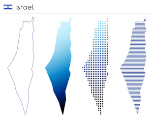 Sticker - Israel - outline, gradient, dotted and lines geometrical country shape