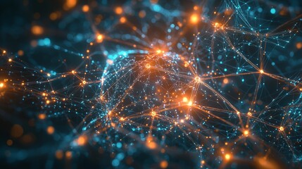 Wall Mural - futuristic visualization of a neural network with glowing connections, representing artificial intel