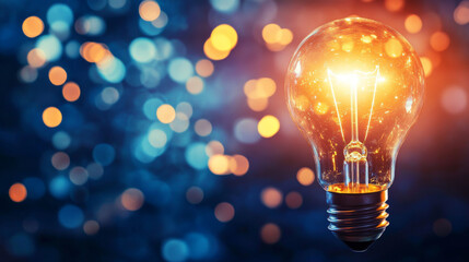 Wall Mural - a bright light bulb shines against a dark background.