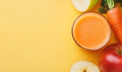 Wall Mural - Fresh carrot and apple juice for your health,  Generative AI 