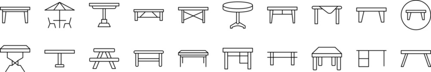 Wall Mural - table set of thin icons. editable stroke. suitable for web sites, books, cards, apps