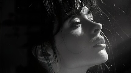 Poster - Dramatic Black and White Portrait of a Woman