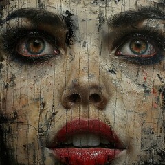 Canvas Print - Close-up Portrait of a Woman with Intriguing Eyes