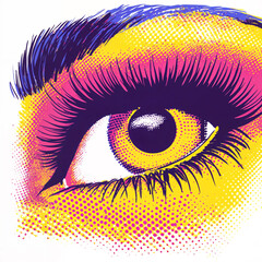 Woman's eye. Dotted halftone illustration 