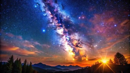Majestic Starry Night Sky with Twinkling Stars and Deep Blue Background Capturing Cosmic Beauty