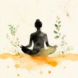 © MindShiftMasteryHub - A person is meditating peacefully surrounded by soft natural elements, zen, minimal illustration