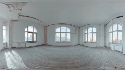 Wall Mural - Empty Room with Windows Offering a City View