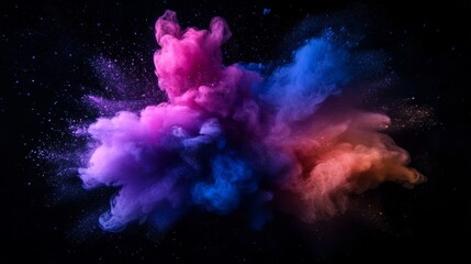 Wall Mural - an abstract artwork with colorful paint splash on a solid black background, professional illustratio