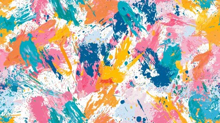 artistic splashes of color seamless pattern. vibrant splashes of multicolored paint background