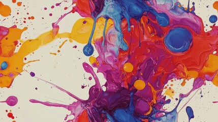 Wall Mural - artistic splashes of color seamless pattern. vibrant splashes of multicolored paint background