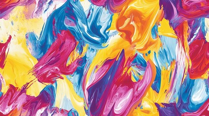 Wall Mural - artistic splashes of color seamless pattern. vibrant splashes of multicolored paint background