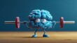 © naila mutmainah - A cartoon brain lifting weights with a determined expression.