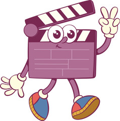 Poster - Retro groovy clapboard mascot character