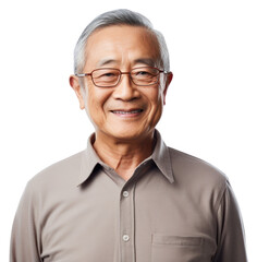 Sticker - PNG Senior asian man portrait glasses adult.