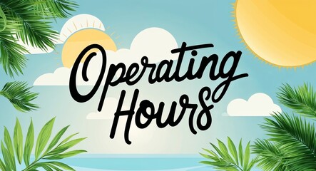 Wall Mural - operating hours calligraphic word lettering on summer concept holiday design background