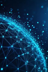 Abstract Blue Planet. Digital Global Network Connection, Technology Concept. 3D Illustration.
