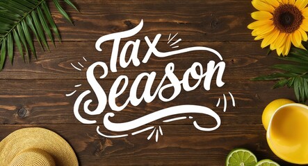 Wall Mural - tax season calligraphic word lettering on summer concept holiday design background