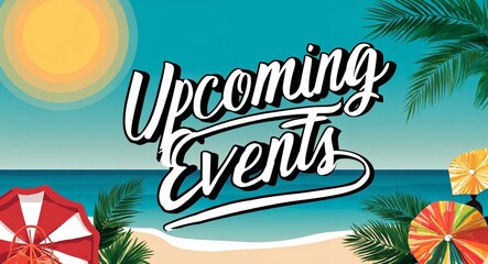 upcoming events calligraphic word lettering on summer concept holiday design background