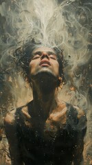 Wall Mural - Man in a State of Contemplation: A Mystical Oil Painting