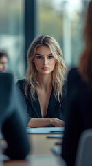 Wall Mural - Businesswoman Negotiating During High-Stakes Boardroom Meeting