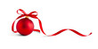 © schab - Red bauble, christmas ball with a ribbon decoration, isolated on transparent background.