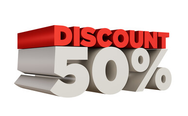 Wall Mural - 3d rendering of a red percent sign, 3d text rendering, 50% discount