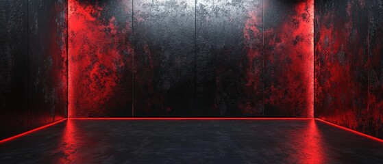 Canvas Print - a dark room with red walls and a red light