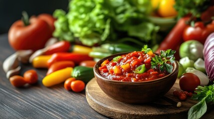 Fresh Salsa with Colorful Vegetables and Ingredients