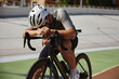 © Nomad_Soul - Close up view of tired exhausted bicyclist athlete stopped after hard cycling training