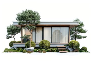 Wall Mural - Modern minimalist house with greenery