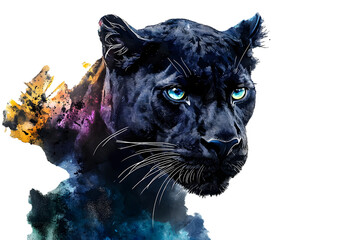 Poster - Black panther watercolor painting. Generative AI