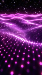 Wall Mural - Flowing abstract purple particle waves in cyberspace