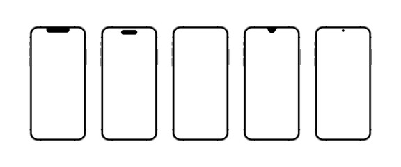 Wall Mural - iphone 15 16 pro max mobile phone devices blank display realistic mockup set. smartphone cellphone c