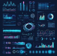 Wall Mural - design of futuristic interface hud with infographic elements, virtual holograms, etc.