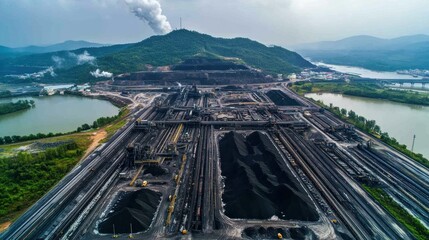 Aerial View of a Large Coal Mining and Processing Facility