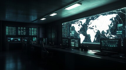 Wall Mural - an infographic room with a futuristic sky background