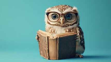 Sticker - Wise Owl Reading a Book