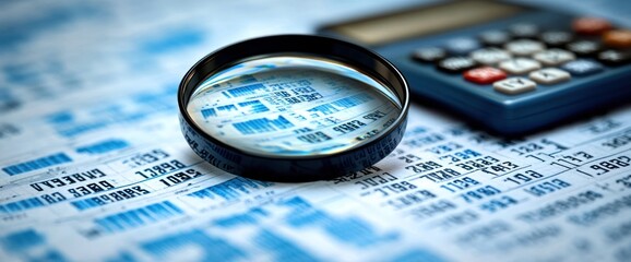 Sticker - Magnifying Glass on Financial Data