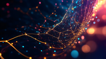 Wall Mural - big data concept. digital neural network. introduction of artificial intelligence. cyberspace of fut