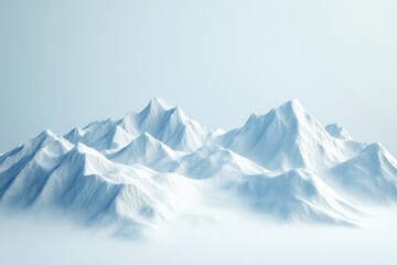 Wall Mural - Snowy mountain peaks in fog