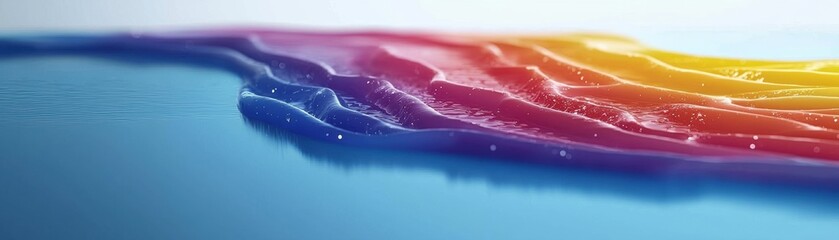 Wall Mural - vibrant abstract waves, showcasing a colorful flow of hues blending seamlessly over a tranquil surfa