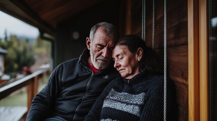 Canvas Print - A couple resting together in a cozy setting, sharing a moment of intimacy and warmth.