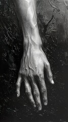 Sticker - Close-up of a Hand in Black and White